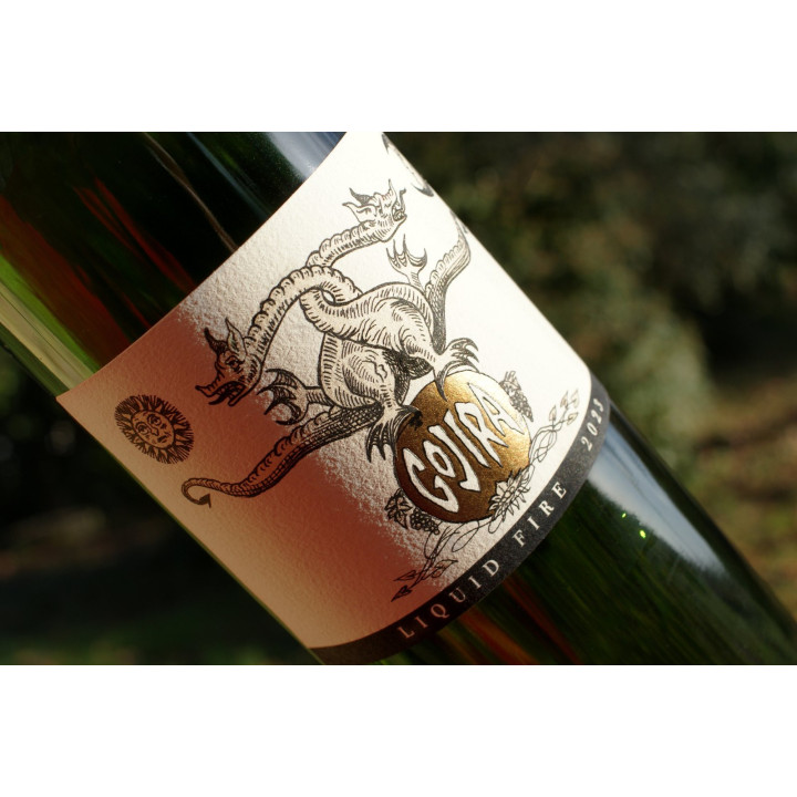 The engraved Liquid Fire label