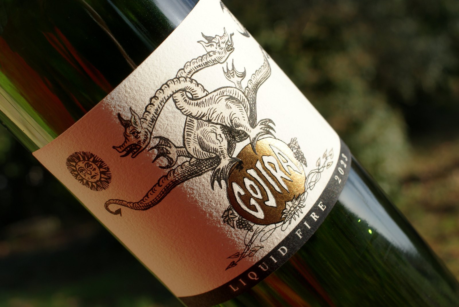 The engraved Liquid Fire label